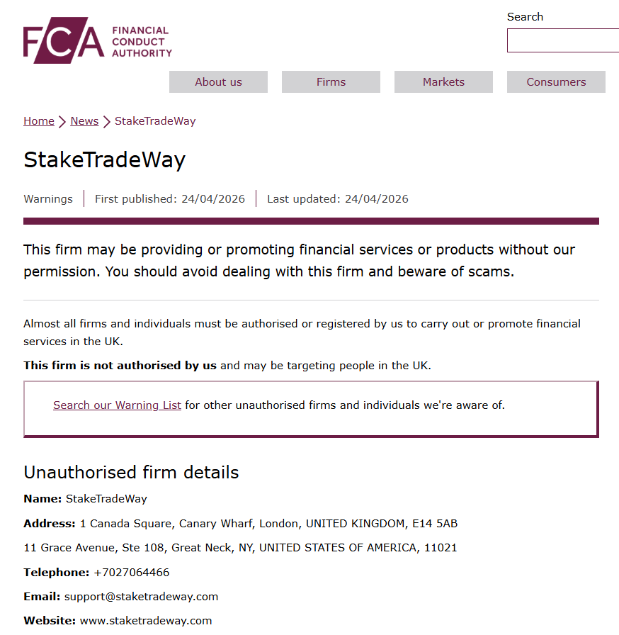 StakeTradeWay FCA
