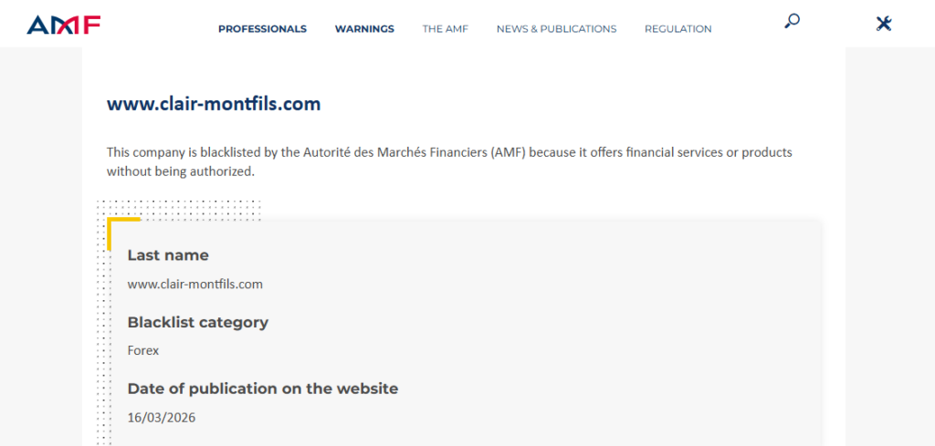 Сlairmontfils amf warning