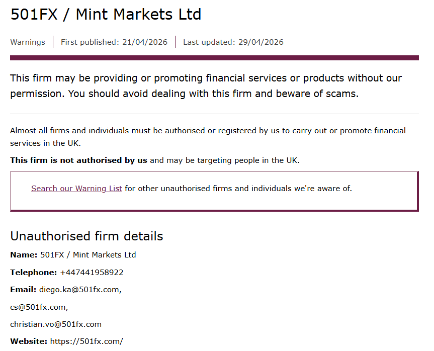 501FX fca warning