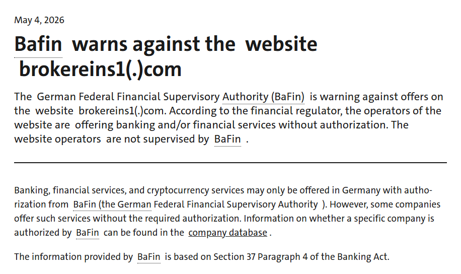 Bafin-Warning