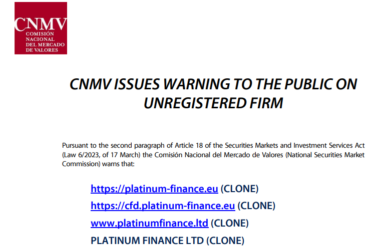 CNMV-warning