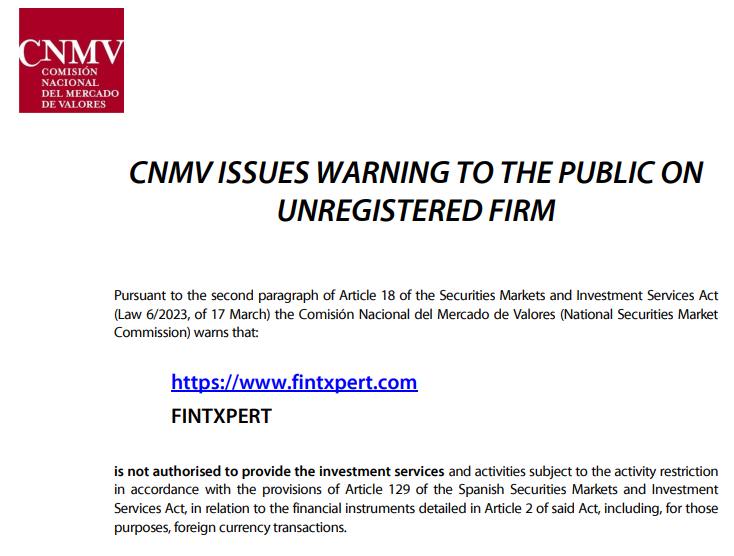 CNMV-warning