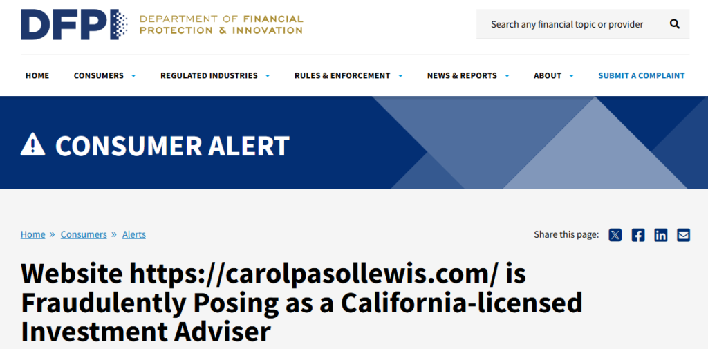 Carolpasollewis.com DFPI