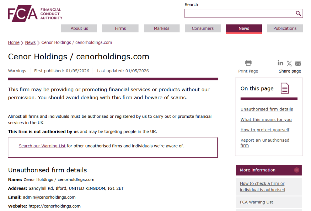 Cenor-Holdings-FCA-warning