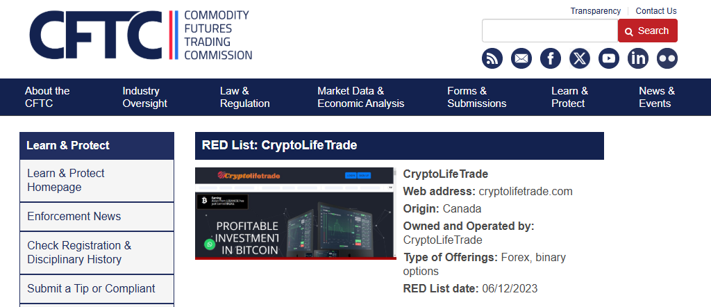 CryptoLifeTrade CFTC