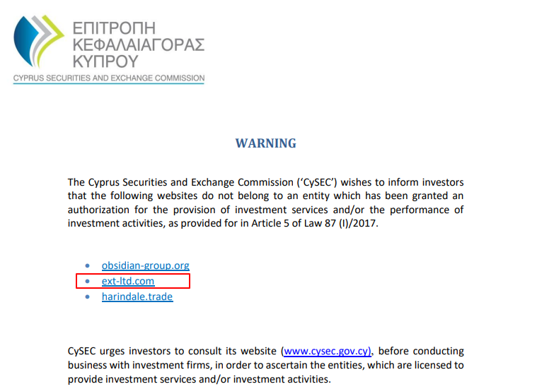 CySEC warning