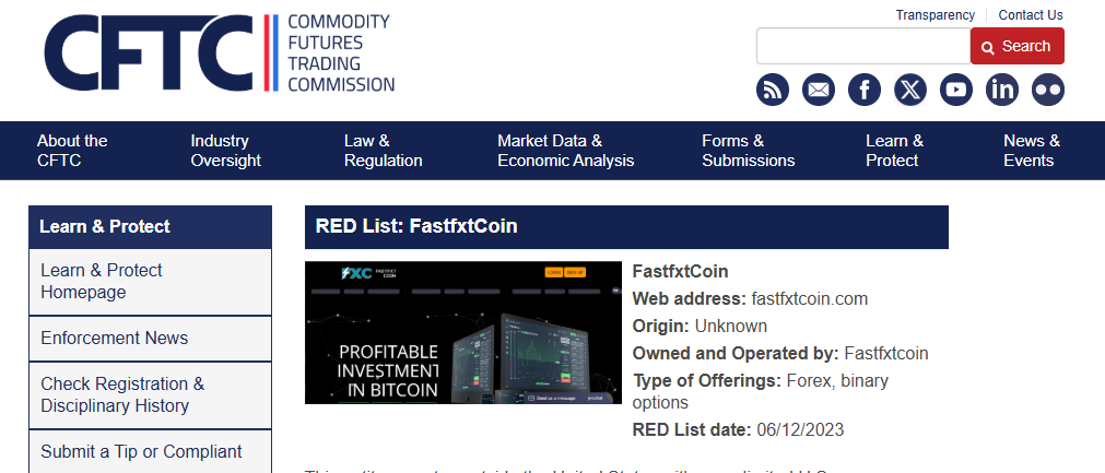 FastfxtCoin CFTC