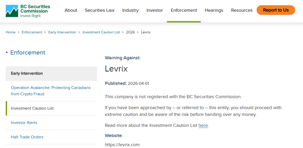 Levrix-BCSC-warning
