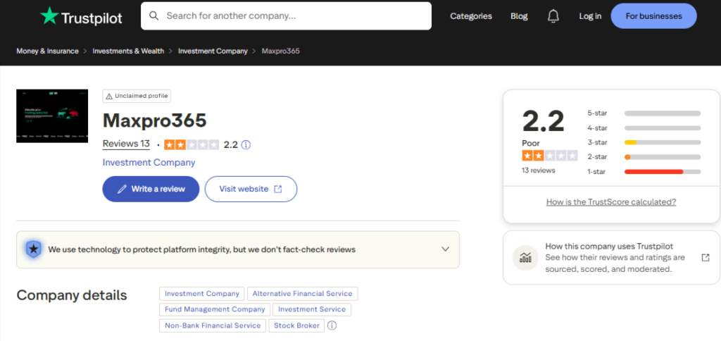 Maxpro365-trustpilot-reviews