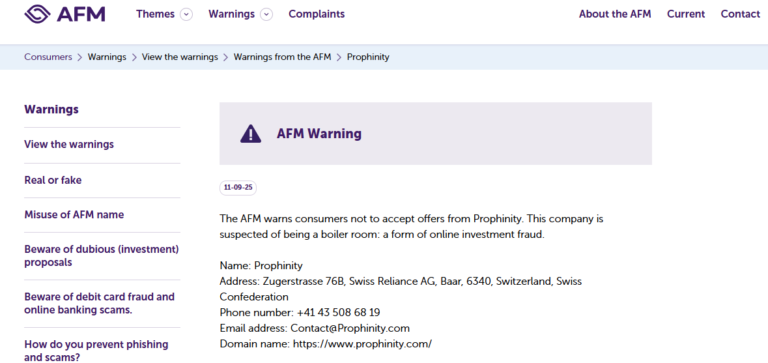Prophinty-AI AFM Warning