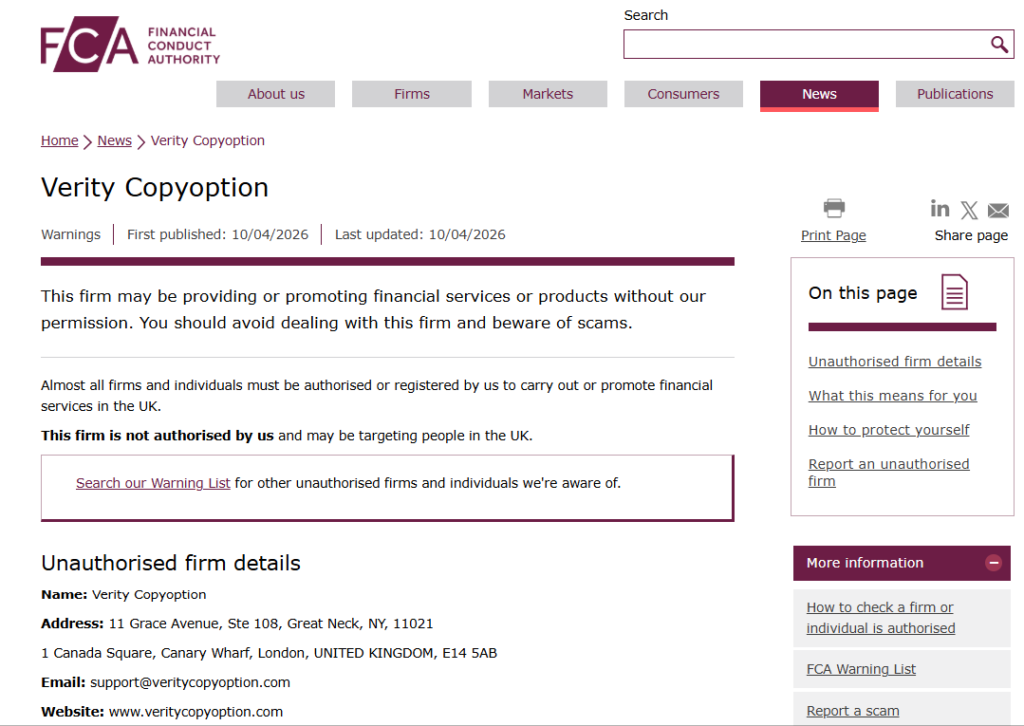 Verity-Copyoption-FCA-warning