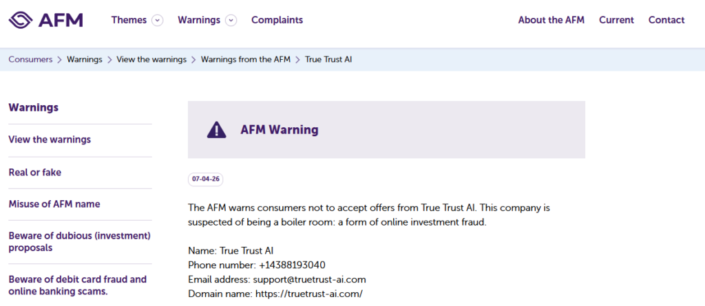 Warning by AFM