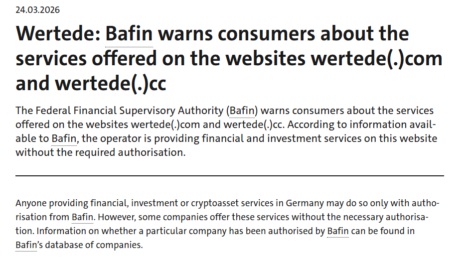 Wertede Bafin Warning