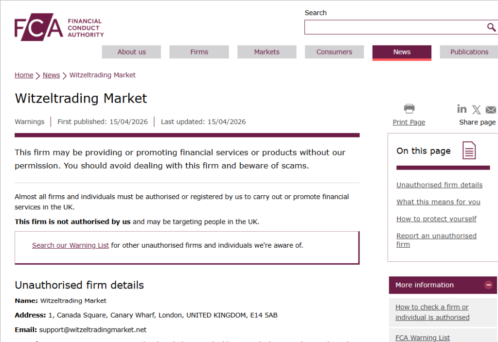 Witzeltrading-Market-FCA-warning